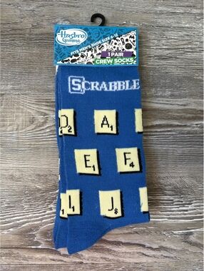 Hasbro Gaming Scrabble Crew Socks – Men’s Shoe Size 6–12 – New